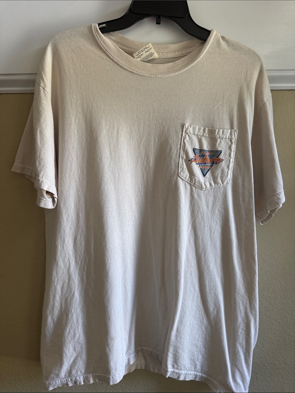 Men's Short-Sleeve Pocket T‑Shirt in Light Cream with Chest Graphic